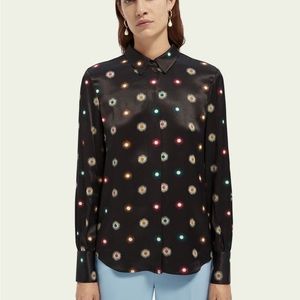 BLACK SILK STAR BURST BLOUSE | SCOTCH & SODA